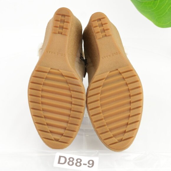 Cole Haan Womens Michelle Boot Size 7.5 Waterproof Tan Suede Sherpa Wedge Bootie - Picture 10 of 13